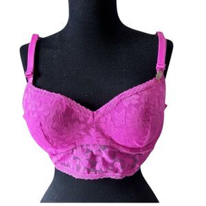 Victoria’s Secret PINK Lace Longline Bra Pink Underwire Floral NWT Size L